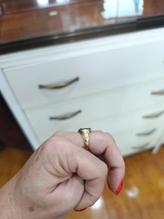Anillo Oro 18k Inicial L Negro
