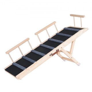 Rampas para Perros, Rampa Plegable para Mascotas para Cama, Rampa Ajustable para Perros Pequeños, Grandes, Viejos y Gatos, Rampa de Madera para Mascotas de 120 cm de Largo, Ajustable de 35 cm a 70...