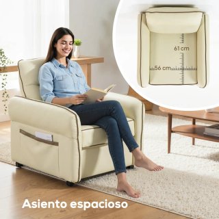 Butaca de salón en cuero sintético beige