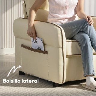 Butaca de salón en cuero sintético beige