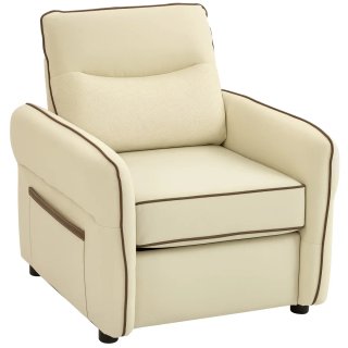 Butaca de salón en cuero sintético beige