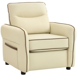 Butaca de salón en cuero sintético beige