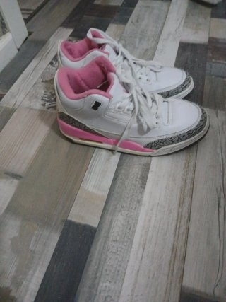 Zapatillas Jordan Air 3 Niña Rosa Blancas