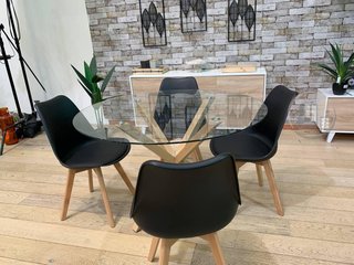 MESA REDONDA DE CRISTAL + 4 SILLAS