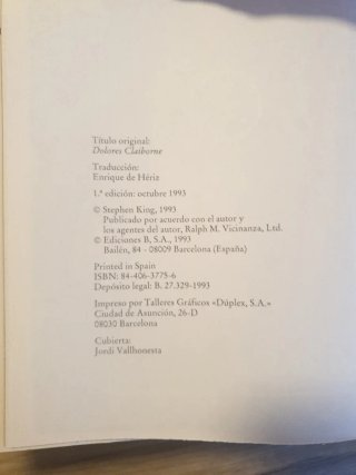 Dolores Claiborne primera edición en español