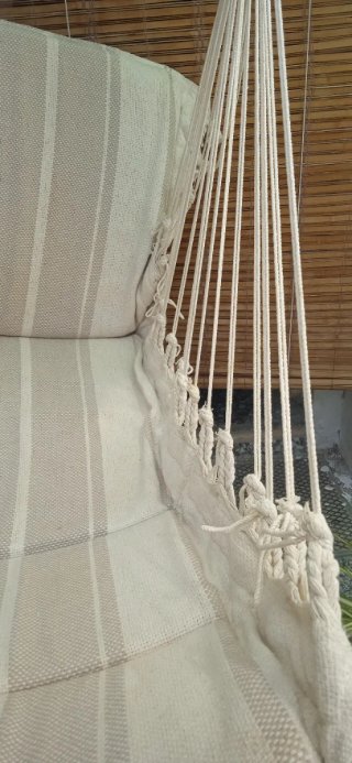 Hamaca Silla Colgante Beige y Blanca