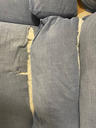Sofá modular tela beige y azul