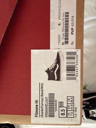 Zapatillas Vans Botín Negras Talla 41