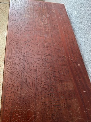 Baúl antiguo madera tallada Asia