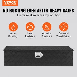 Caja de Herramientas de Aluminio para Camiones de Alta Resistencia, Caja de Herramientas de Placa de Diamante con Mango Lateral y Llaves de Bloqueo, Caja Organizadora de Herramientas para Pickup, ...