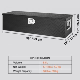 Caja de Herramientas de Aluminio para Camiones de Alta Resistencia, Caja de Herramientas de Placa de Diamante con Mango Lateral y Llaves de Bloqueo, Caja Organizadora de Herramientas para Pickup, ...
