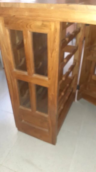 Botellero madera y cristal