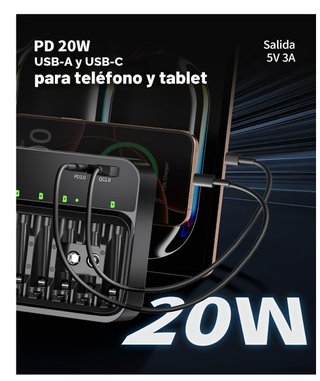 Cargador de Pilas EBL 8+2 con Carga Rápida USB-C