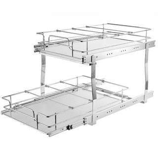 Organizador de Gabinete Extraíble de 2 Niveles 14"Wx21"Dx15"H, Estantes de Despensa Deslizables de Alta Resistencia, Cajones de Acero Extraíbles, Almacenamiento de Cajones Deslizantes para el Hoga...