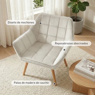 Butaca salón moderna terciopelo y madera