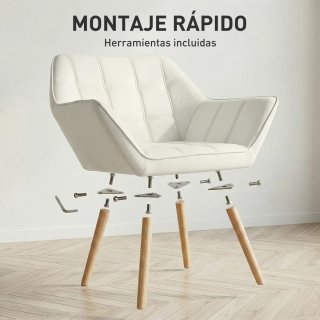 Butaca salón moderna terciopelo y madera