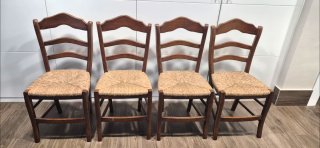 Juego de 4 sillas de madera y paja