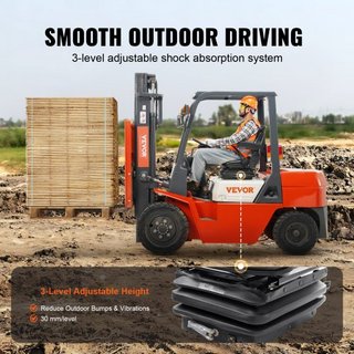 Asiento de Tractor Universal con Suspensión, Asiento de Carretilla Elevadora Plegable con Respaldo Ajustable, Microinterruptor, Cinturón de Seguridad y Apoyabrazos, Asiento de Tractor con Absorció...
