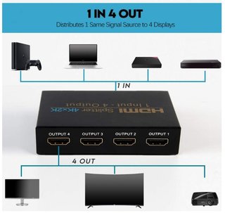 Splitter HDMI NIERBO 1 Entrada 4 Salidas 4K