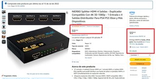 Splitter HDMI NIERBO 1 Entrada 4 Salidas 4K