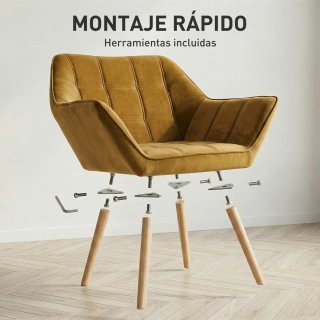 Butaca moderna terciopelo amarillo