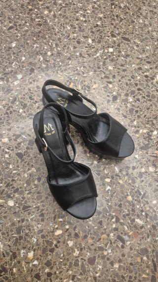 Sandalias M Tacón Plataforma Negro