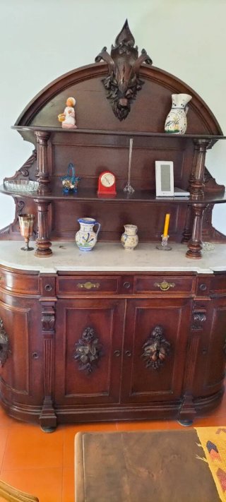 Mueble Comedor Antiguo Madera y Mármol