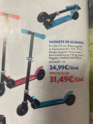 Patinete Aluminio Plegable 67-77cm