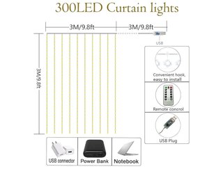 Cortina Luces LED 300