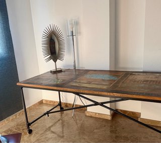 Mesa Comedor Madera y Metal Ruedas 6-8 comensales