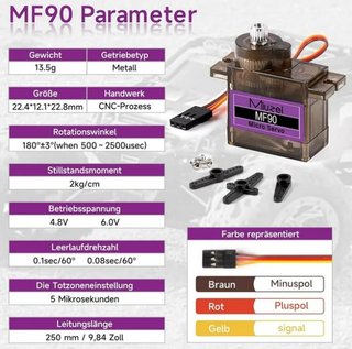 Servomotores Miuzei MF90 Micro Servo (10uds)