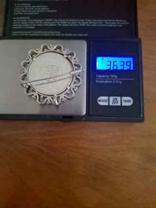 Broche Antiguo Moneda Plata Reina Isabel II