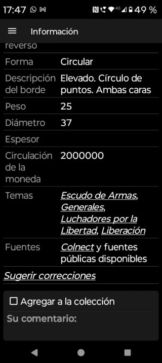 Moneda un peso uruguayo de 1917. Plata 900