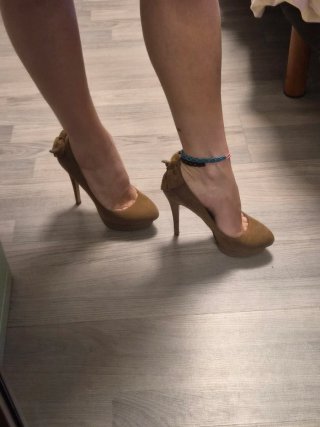 Zapatos tacón lazo plataforma beige 38