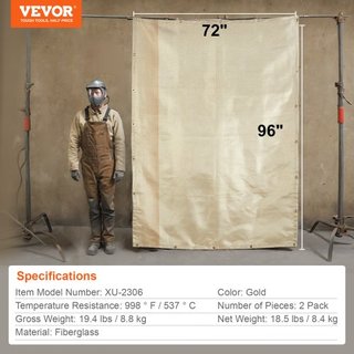 182.9 cm x 243.8 cm Manteles de Soldadura Manta de Fibra de Vidrio Tratada Térmicamente Cubierta 2 Paquete