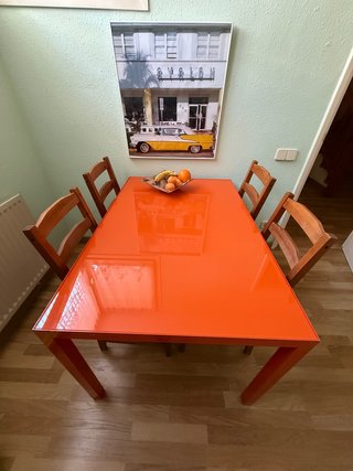 Mesa de cocina naranja 80x120 (altura 72)