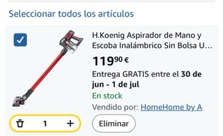 Aspiradora sin cable y accesorios
