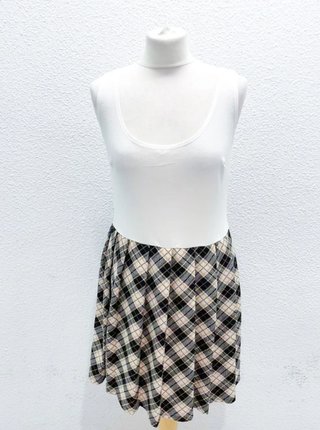 Vestido skater blanco cuadros colegial L
