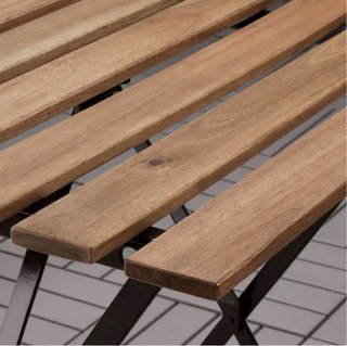 Mesa plegable exterior madera y forja