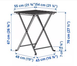 Mesa plegable exterior madera y forja