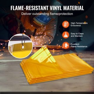 Pantalla de Soldadura con Marco, 6' x 6' Pantallas de Cortina de Soldadura de 3 Paneles, Pantalla de Protección de Soldadura de Vinilo Resistente al Fuego sobre 12 Ruedas Giratorias (6 Bloqueables...