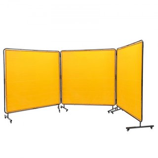 Pantalla de Soldadura con Marco, 6' x 6' Pantallas de Cortina de Soldadura de 3 Paneles, Pantalla de Protección de Soldadura de Vinilo Resistente al Fuego sobre 12 Ruedas Giratorias (6 Bloqueables...
