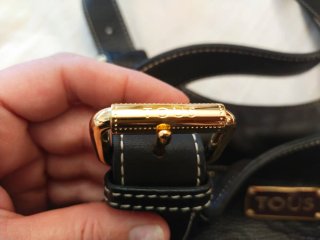 Bolso Tous Negro y marrón chocolate Piel Grabada