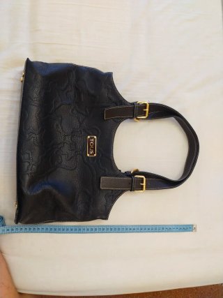 Bolso Tous Negro y marrón chocolate Piel Grabada