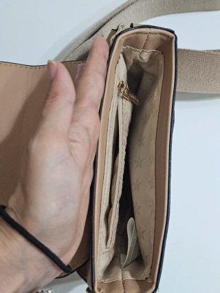 Borsa a tracolla Primadonna beige e oro