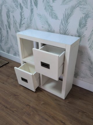 Mueble blanco 2 cajones madera