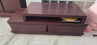 Mueble salón comedor madera y cristal