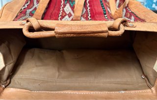Bolso de viaje, de piel y kilim, marroquí, vintage