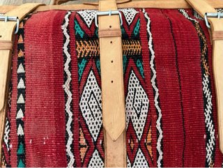 Bolso de viaje, de piel y kilim, marroquí, vintage