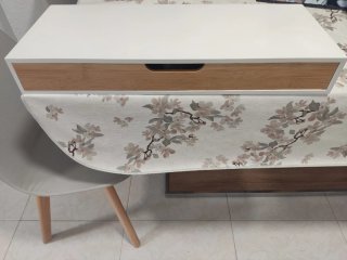 Estante de pared con cajón madera y blanco